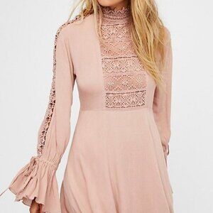 Free People One Bastille Crochet Long Sleeve Dress Size Small